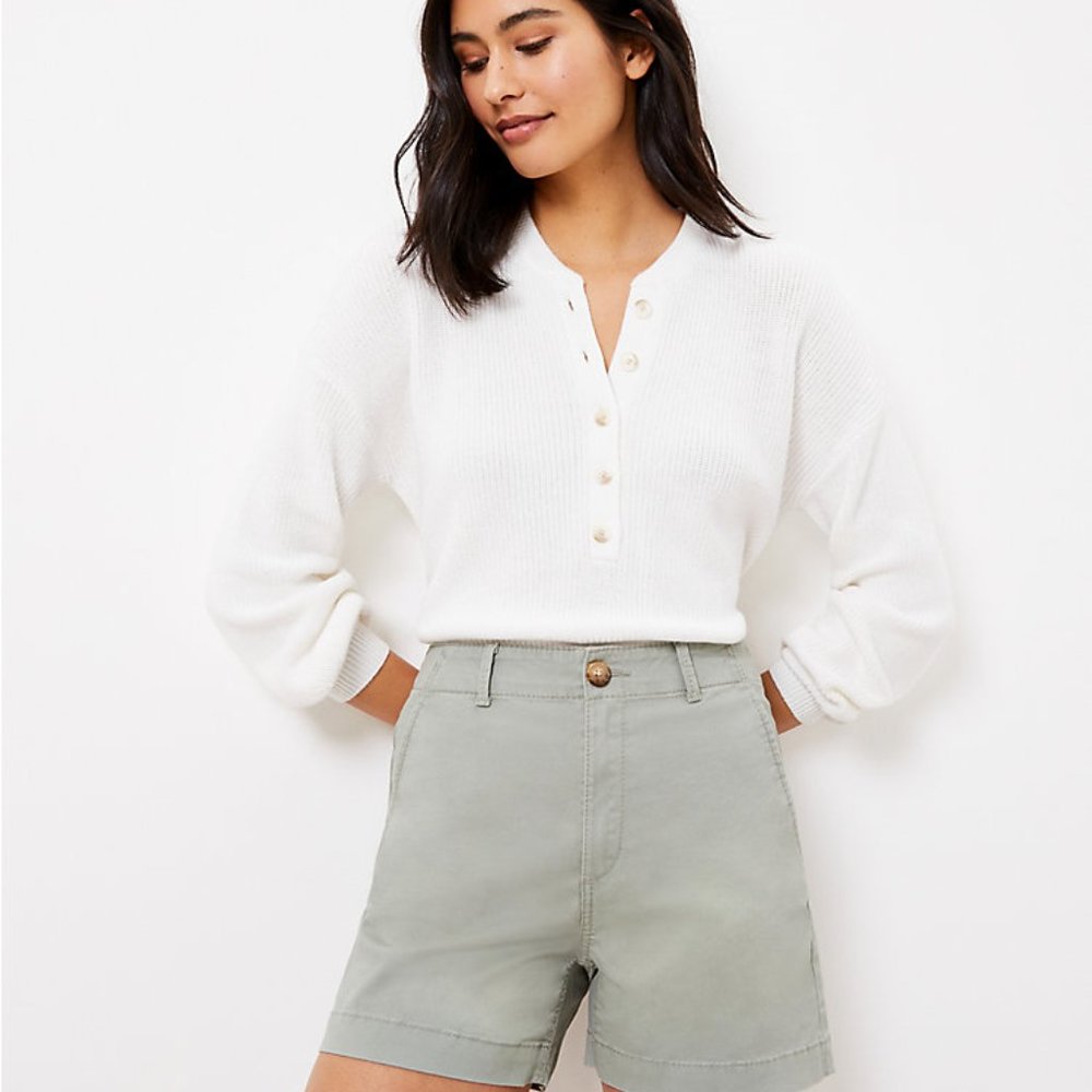 Womens LOFT Green Washed Twill Shorts Size 4